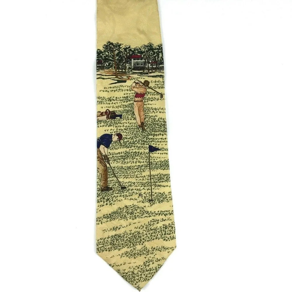 Robert Talbott For Nordstrom Beige Playing Golf Tie Finest Silk Men's Necktie